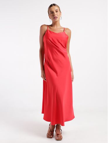 Vestido Slip Dress Acetinado Eagle Rock Feminino VERMELHO