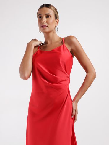 Vestido Slip Dress Acetinado Eagle Rock Feminino VERMELHO