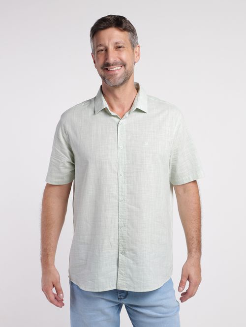 Camisa Comfort Fit Manga Curta Eletrón Masculina VERDE CLARO