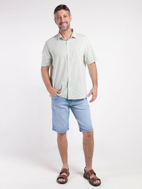 Camisa Comfort Fit Manga Curta Eletrón Masculina VERDE CLARO