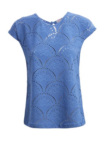 Blusa Malha Manga Curta Feminina AZUL