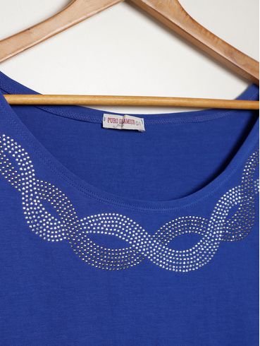Blusa Manga Ampla Plus Size Feminina AZUL