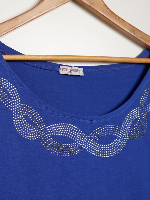 Blusa Manga Ampla Plus Size Feminina AZUL