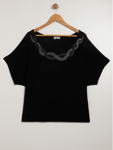 Blusa Manga Ampla Plus Size Feminina PRETO