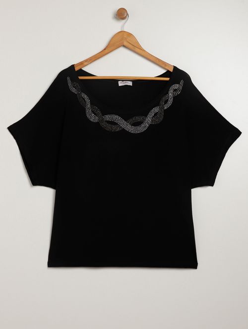 Blusa Manga Ampla Plus Size Feminina PRETO