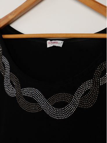 Blusa Manga Ampla Plus Size Feminina PRETO