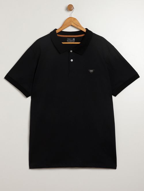 Polo Manga Curta Plus Size Masculina PRETO