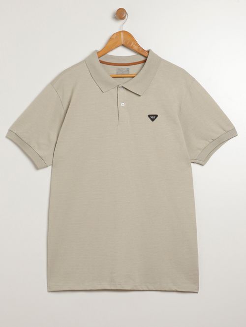 Polo Manga Curta Plus Size Masculina BEGE