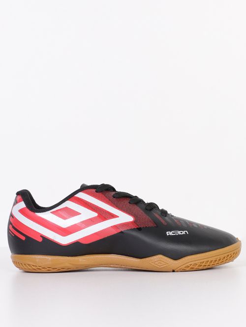 Tênis Futsal Umbro Juvenil Para Menino - PRETO/VERMELHO/BRANCO