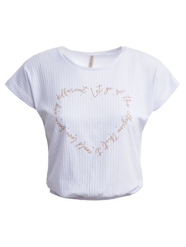 Blusa Canelada Manga Curta Feminina BRANCO