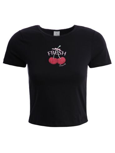 Blusa Baby Tee Manga Curta Feminina PRETO