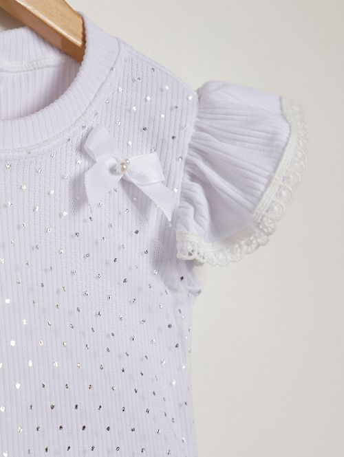 Body Canelado Infantil Para Menina - OFF WHITE
