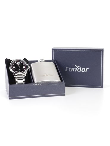 Kit Relógio Condor+Acessório Masculino PRATA