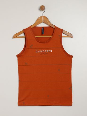 Camiseta Regata Gangster Juvenil Para Menino - LARANJA