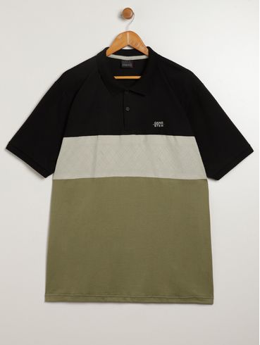 Polo Manga Curta Gangster Plus Size Masculina PRETO