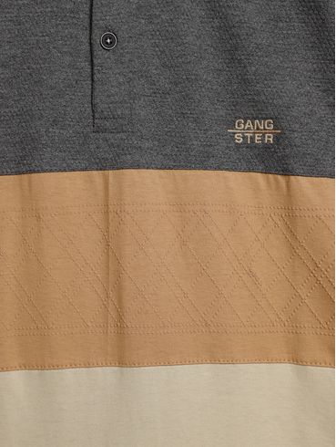 Polo Manga Curta Gangster Plus Size Masculina MESCLA ESCURO