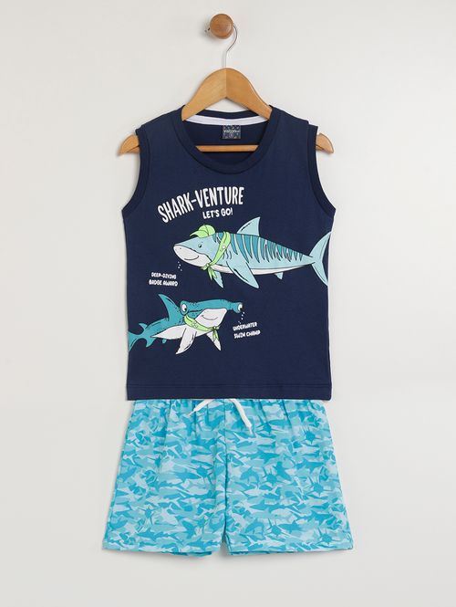 Conjunto Curto Infantil Para Menino - MARINHO