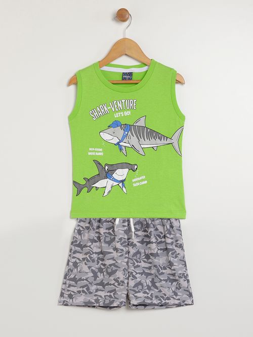 Conjunto Curto Infantil Para Menino - VERDE
