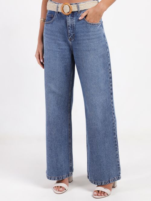 Calça Jeans Wide Leg Autentique Feminina AZUL