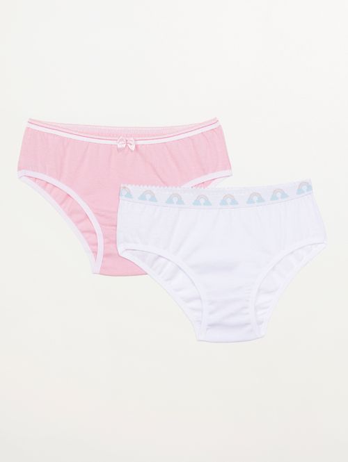 Kit com 02 Calcinhas Selene Infantis ROSA/BRANCO