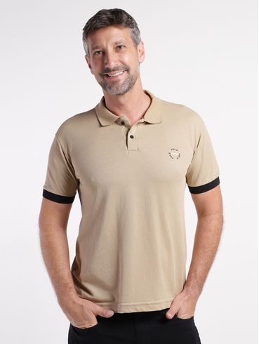 Polo Manga Curta Masculina BEGE