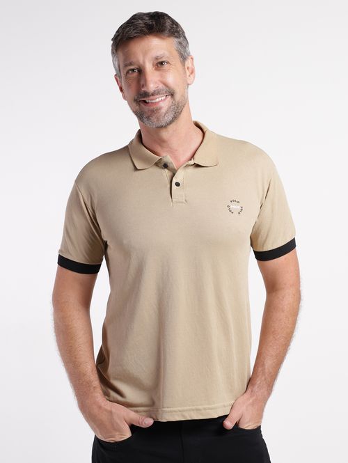 Polo Manga Curta Masculina BEGE