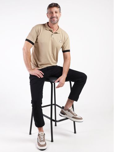 Polo Manga Curta Masculina BEGE