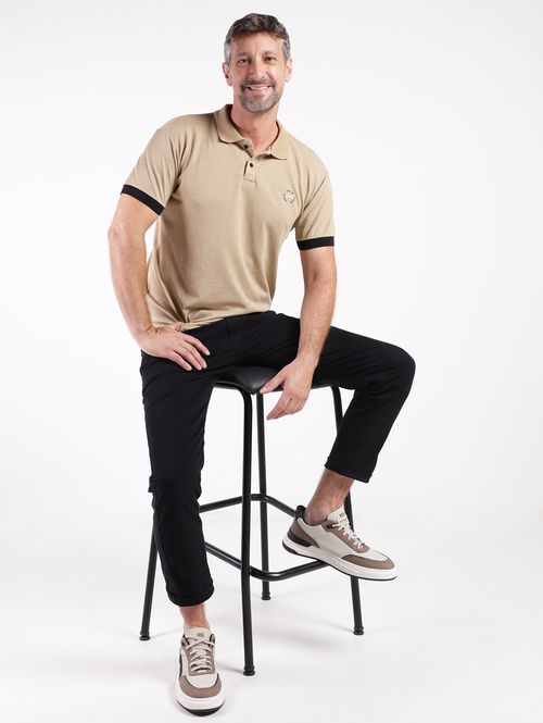 Polo Manga Curta Masculina BEGE
