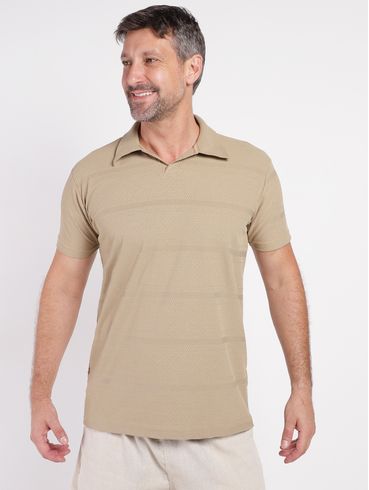 Polo Manga Curta Masculina BEGE