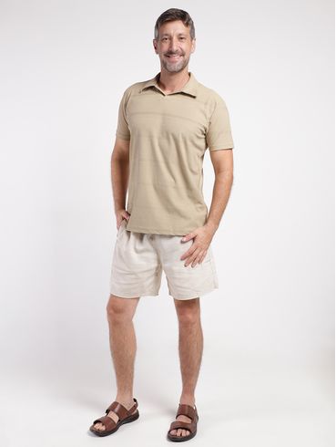 Polo Manga Curta Masculina BEGE