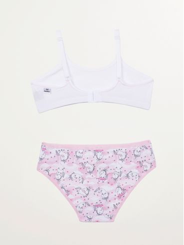 Conjunto Lingerie Juvenil Para Menina - BRANCO/ROSA