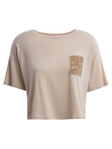 Blusa Cropped Ampla Feminina BEGE