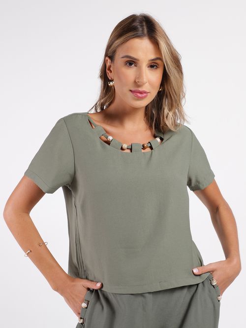 Blusa Manga Curta Feminina VERDE