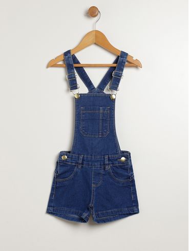 Jardineira Jeans Infantil Para Menina - AZUL