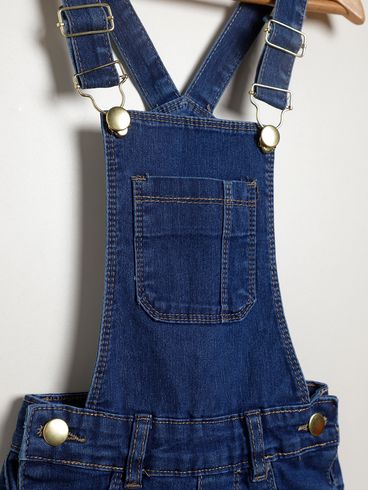 Jardineira Jeans Infantil Para Menina - AZUL