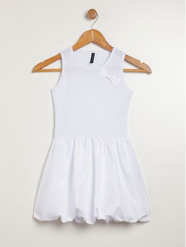 Vestido Balonê Juvenil Para Menina - BRANCO