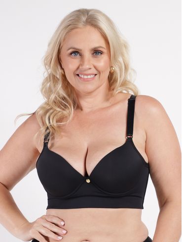 Sutiã Com Bojo Base Dupla Plus Size Feminino PRETO