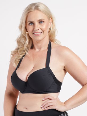 Biquíni Top Com Bojo Franzidos Plus Size Feminino PRETO