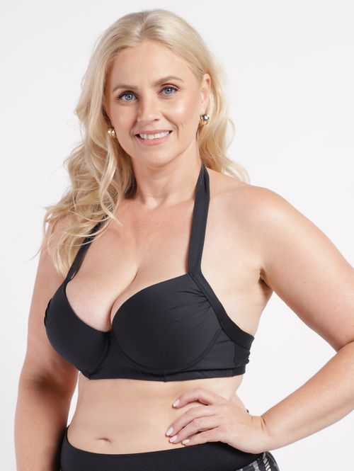 Biquíni Top Com Bojo Franzidos Plus Size Feminino PRETO