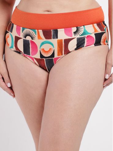 Calcinha de Biquíni Alta Plus Size Feminina MULTICOLORIDO