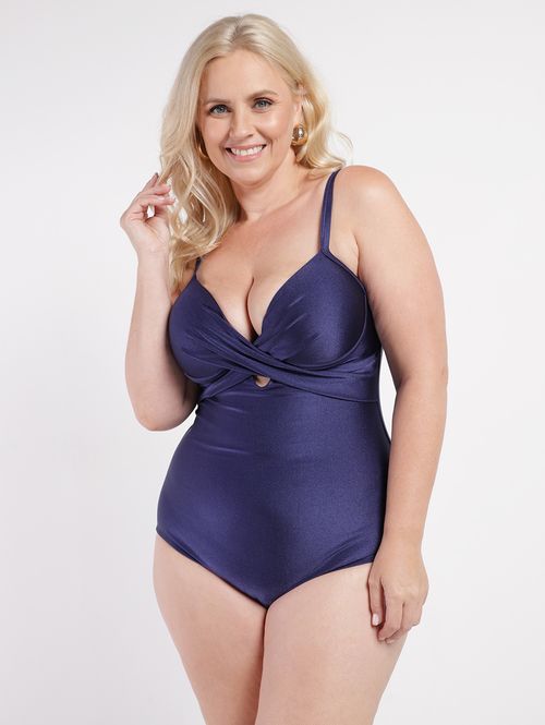 Maiô Acetinado com Bojo Plus Size Feminino MARINHO