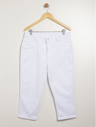 Calça Sarja Capri Plus Size Feminina BRANCO
