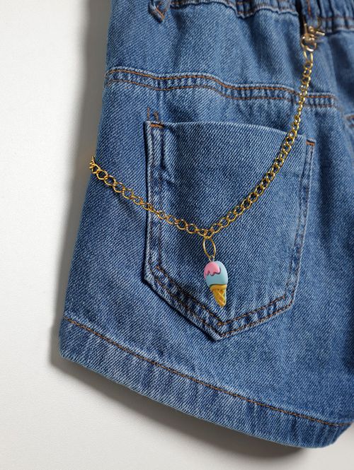 Short Jeans Juvenil Para Menina - AZUL