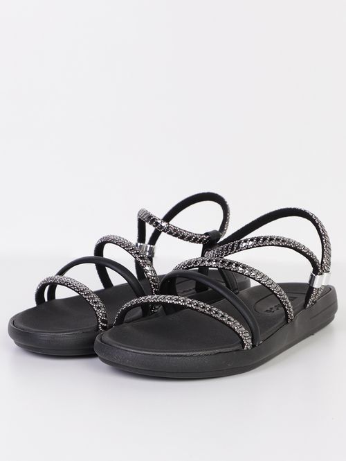 Sandália Papete Com Brilho Moleca Feminina PRETO/PRATA