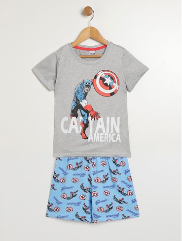 Pijama Capitão America Infantil Para Menino - MESCLA/AZUL
