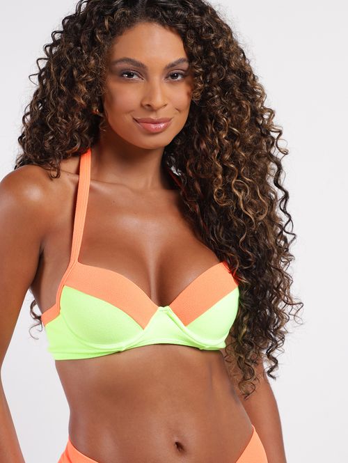 Biquíni Top Com Bojo Feminino VERDE/LARANJA