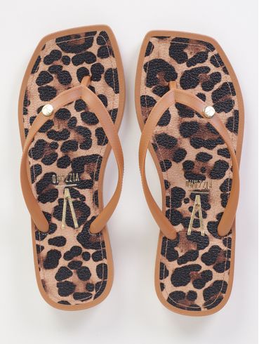 Rasteira Animal Print Vizzano Feminina MARROM