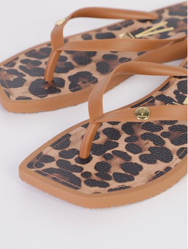 Rasteira Animal Print Vizzano Feminina MARROM