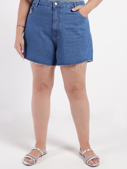 Short Jeans Plus Size Feminino AZUL