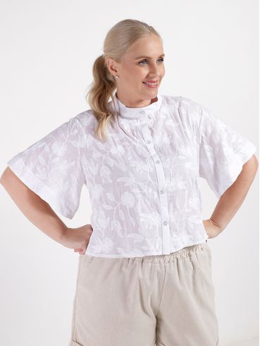 Camisa Manga Ampla Plus Size Feminina BRANCO